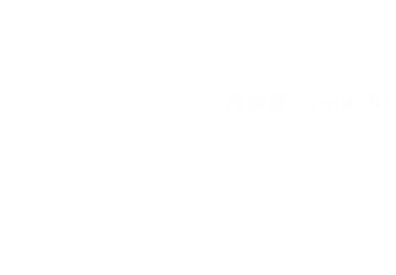 イラスト：合格　不合格　再試験（1回のみ）　合格　不合格